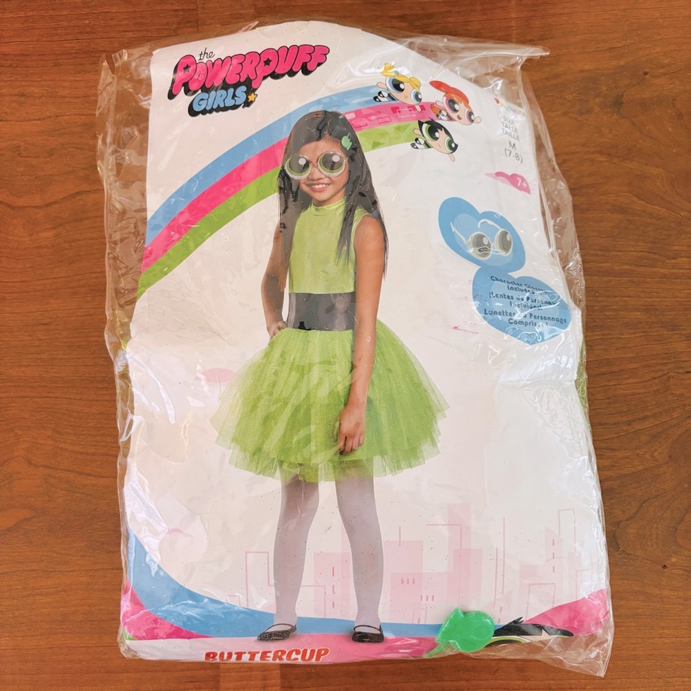 Power Puff Girls Buttercup Kids‎ Costume - Green Size 7/8 Dress Only